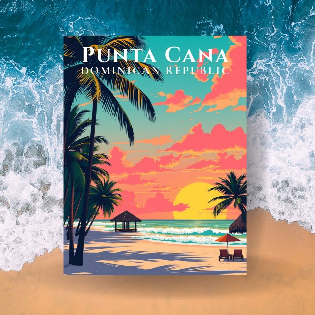 Carte Postale Punta Cana République dominicaine Voyage Rétro Pla (Punta Cana Dominican Republic Retro Beach Travel Postcard
)
