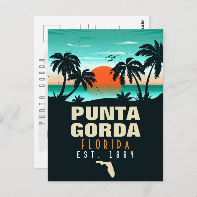 Carte Postale Punta Gorda Florida Retro Sunset Souvenirs (Devant / Derrière)