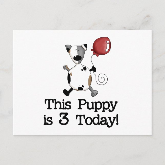 Carte Postale Puppy est 3 Tshirts et cadeaux d'anniversaire (Devant)