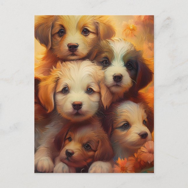 Carte Postale Puppy Pile, Puppy Love (Devant)