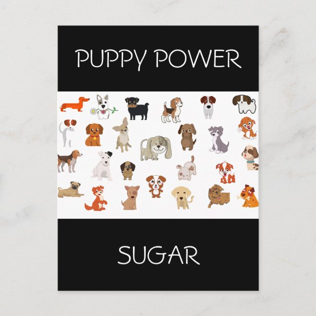 Carte postale "PUPPY POWER" avec nom personnalisé  (Devant)