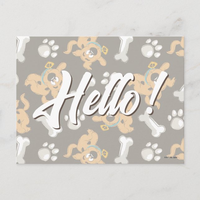 Carte Postale Puppy Scooby-Doo Bone & Motif Empreinte de patte (Devant)