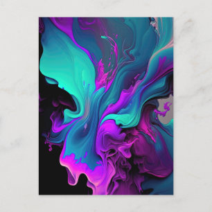 Carte Postale Purple Aqua Turquoise Belle Flûte Abstraite