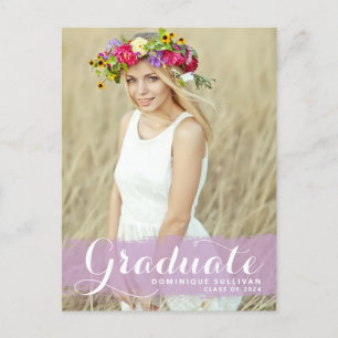 Carte Postale Purple Aquarelle Splash Photo Graduation