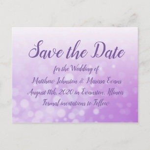 Carte Postale Purple Bubbles Personnalisé Enregistrer la date Ca