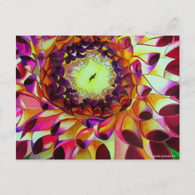 Carte Postale Purple Dahlia abstract original flower art (Devant)
