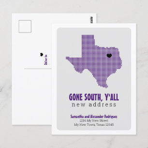Carte Postale Purple est parti au sud, Y'all Moving