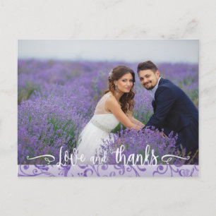 Carte Postale Purple Flourds Mariage Photo Merci