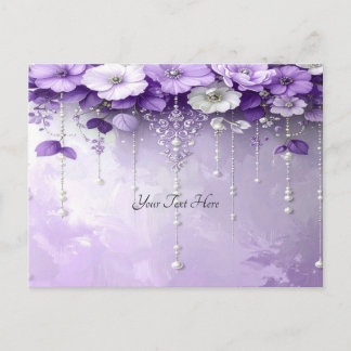 Carte Postale Purple Flowers with Dangling Pearls Postcard