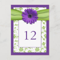 Purple Gerber Daisy Green Damask Numéro de la cart