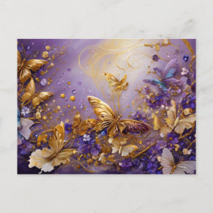 Carte Postale Purple & Gold Butterfly # 16