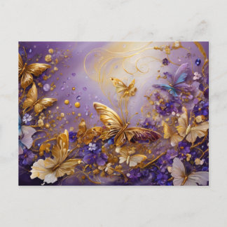 Carte Postale Purple & Gold Butterfly # 16