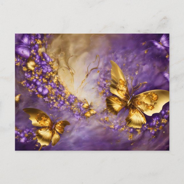 Carte Postale Purple & Gold Butterfly # 18 (Devant)