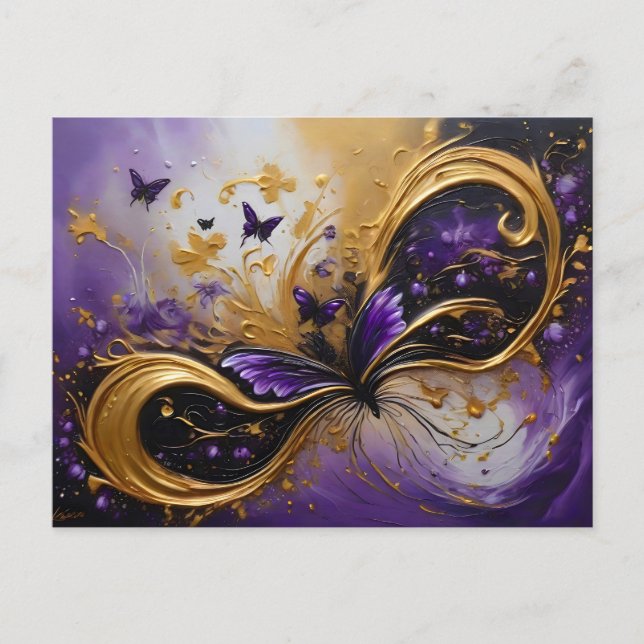 Carte Postale Purple & Gold Butterfly # 7 (Devant)