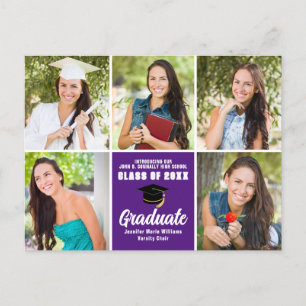 Carte Postale Purple Graduate Photo Collage Moderne Graduation