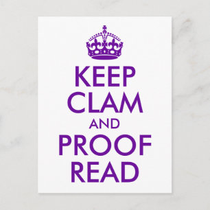 Carte Postale Purple Keep Clam et preuve Lire