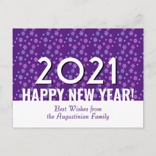 Carte Postale Purple moderne Flocon de neige Bonne année 2