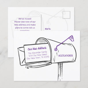 Carte Postale Purple Nous avons Déplacé la boîte aux lettres en 