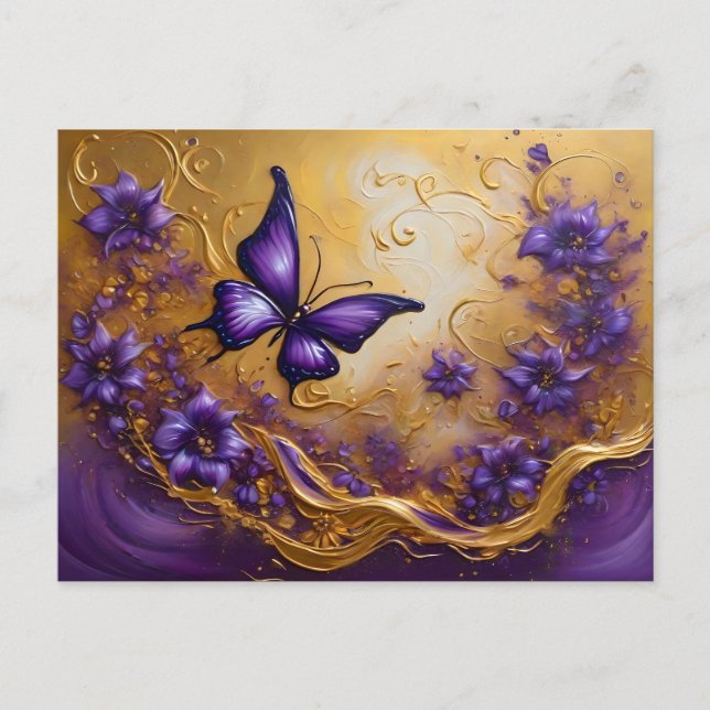 Carte Postale Purple & or Butterfly # 3 (Devant)