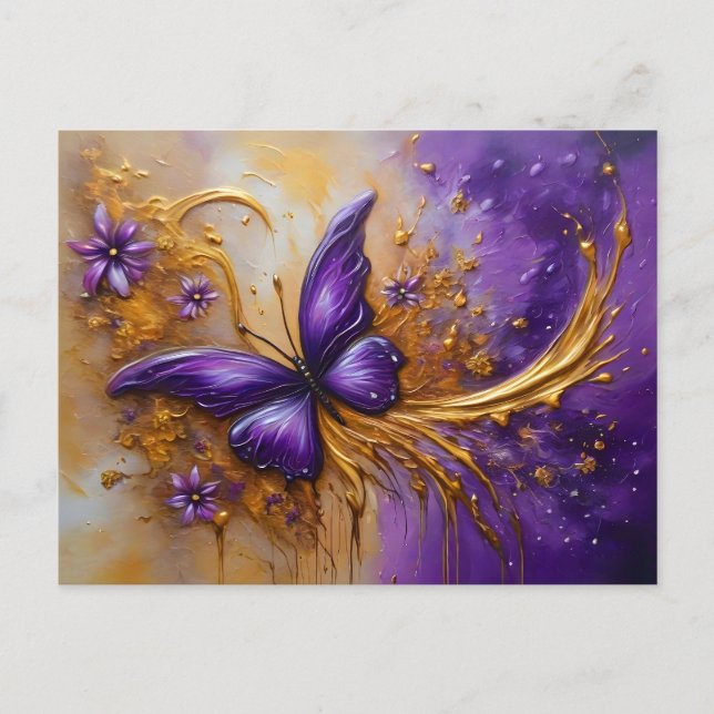 Carte Postale Purple & or Butterfly # 4 (Devant)