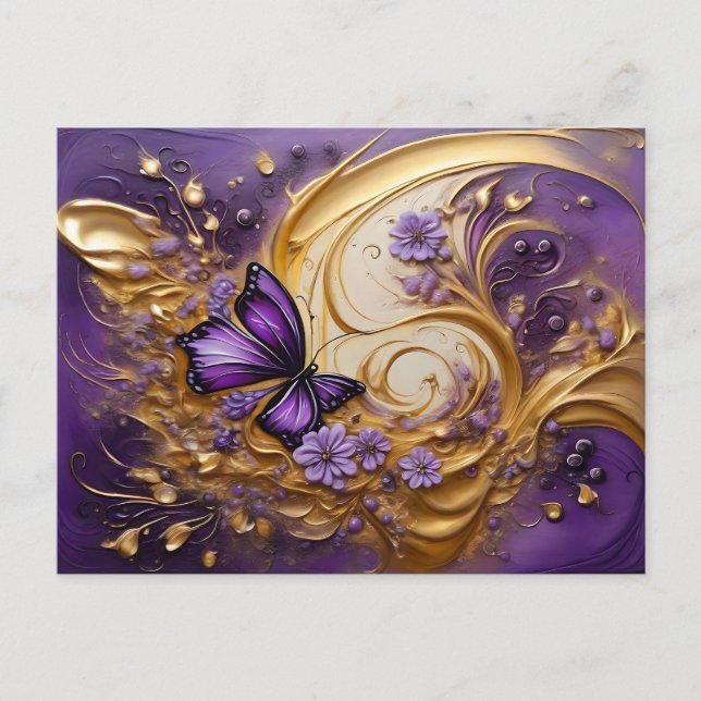 Carte Postale Purple & or Butterfly # 5 (Devant)