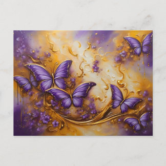 Carte Postale Purple & or Butterfly # 6