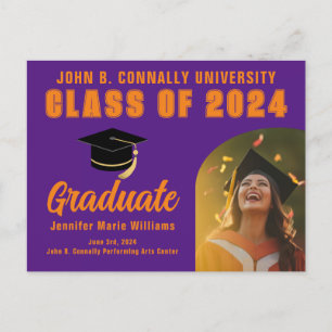 Carte Postale Purple Orange Graduate Photo 2024 Graduation