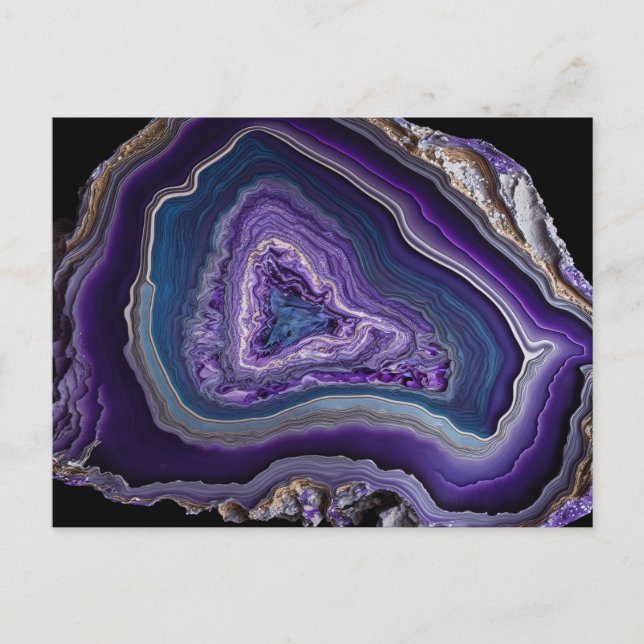 Carte Postale Purple Silver Gemstone Acrylic Pour Art (Devant)