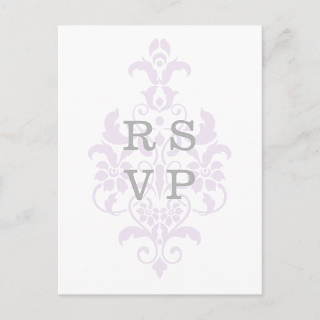 Carte Postale Purple Subtil Mariage damassé RSVP (Devant)