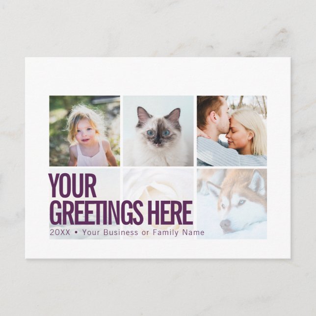 Carte Postale Purple White 6 photos Moderne Universal Greys (Devant)