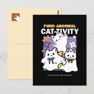 Carte Postale Purr-anormal Cat-tivity - Halloween Cat Design