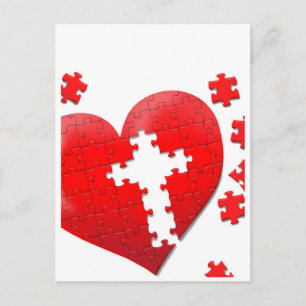 Carte Postale Puzzle de coeur d'amour chrétien