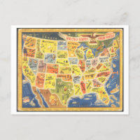 Carte postale Puzzle vintage USA