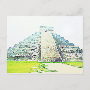 Carte Postale Pyramide De Chichen Itza Aquarelle Design