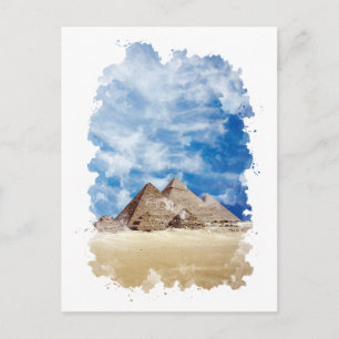 Carte Postale Pyramide de Gizeh Egypte aquarelle Art
