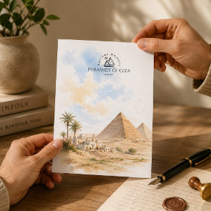 Carte Postale Pyramides de Giza, Égypte Souvenir aquarelle