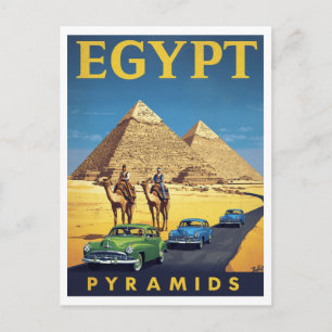 Carte Postale Pyramides d'Égypte Voiture Rétro Vintage