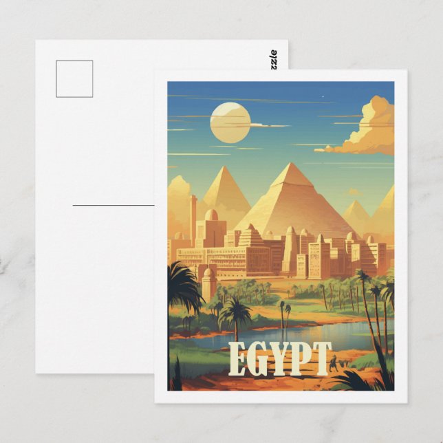 Carte Postale Pyramides Egypte Lieu de voyage célèbre (Devant / Derrière)
