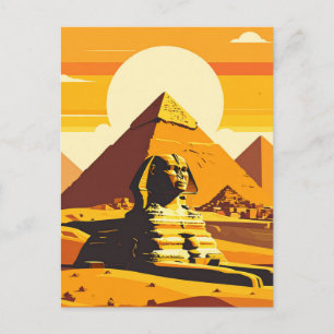 Carte Postale Pyramides égyptiennes et Sphinx Vintage