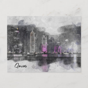 Carte postale Qatar Night Watercolor - Fêtes Arabe