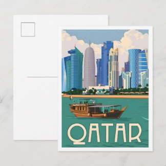 Carte Postale Qatar Vintage Travel 