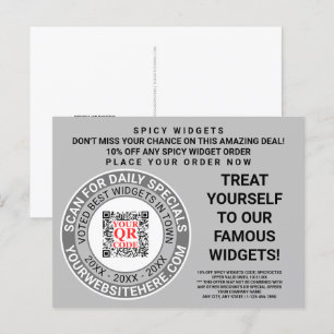 Carte Postale QR Code Grey Cool marketing d'entreprise Publicité