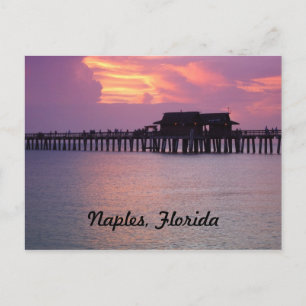 Carte Postale quai à Naples, Floride au coucher du soleil