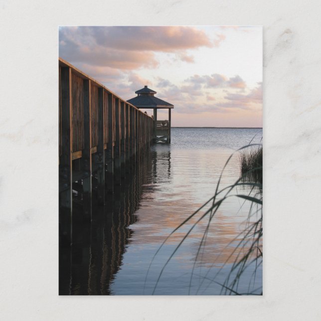Carte Postale Quai et Gazebo au coucher du soleil, Outer Banks N (Devant)