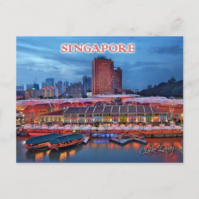 Carte Postale Quai historique Clarke à Singapour (Devant)