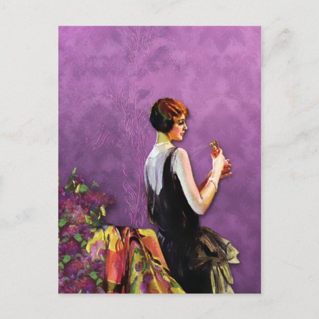 Carte Postale QUALIDA, MODE DES ANNÉES 1920 à PLUM et OR (Devant)