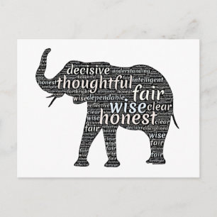 Carte Postale Qualités d'un nuage de mots d'éléphant