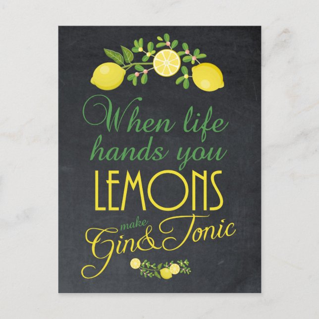 Carte Postale Quand la vie vous les mains, les citrons font des  (Devant)