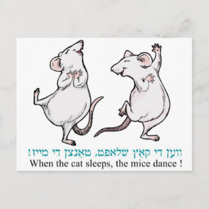 Carte Postale "Quand le chat dort, les souris dansent"