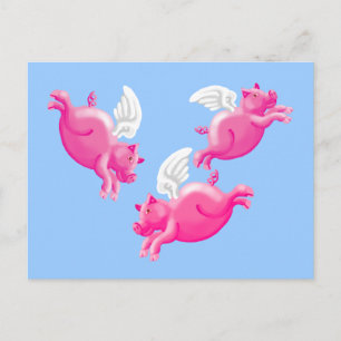 Carte Postale quand les porcs volent